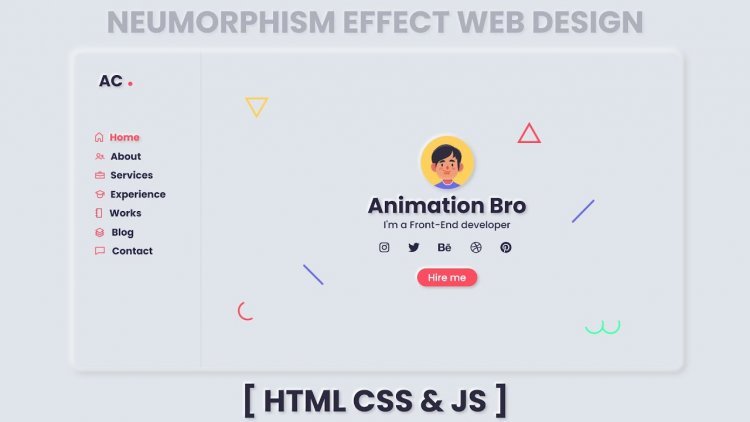 Personal Portfolio Website Design Using HTML CSS & JS | Personal Portfolio Neumorphism CSS Effect